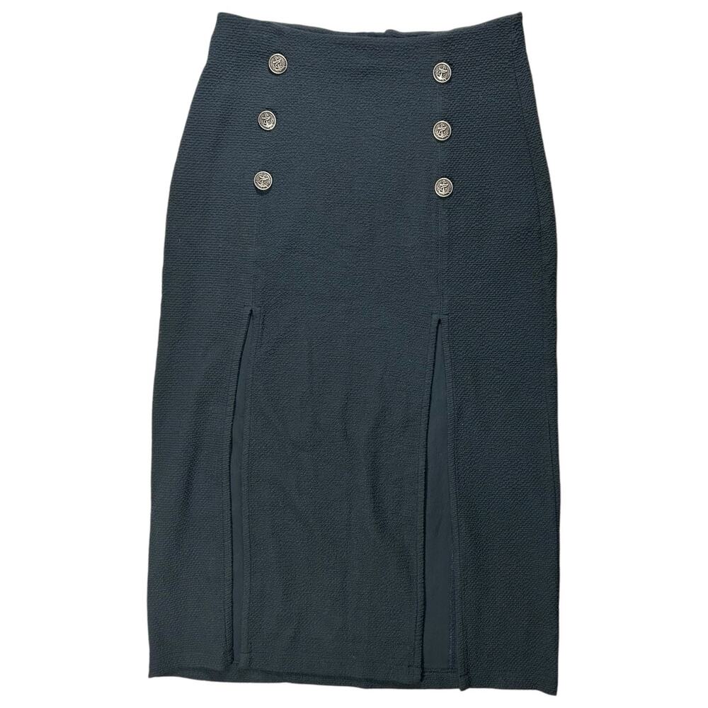 NWT Anthropologie Maeve Sz 6 Dual Slit Midi Skirt Navy Blue Sailor Whimsy goth